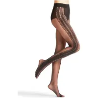 Falke Grace gedessineerd materiaal transparent 8 DEN panty dames zwart - maat S-M