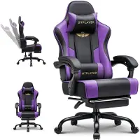 GTPLAYER - Gaming Stoel - Met Voetensteun Hoofdsteun en Lendensteun 180kg - Paars