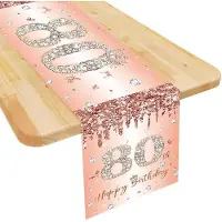 OEM Servetdoek voor een 80e verjaardag, roze-goud, 180x35 cm, set voor een feest in de woonkamer