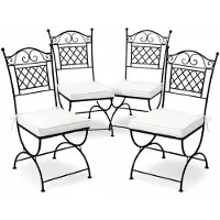 Marrakesch Orient & Mediterran Interior Set van 4 mediterrane tuinstoelen Caravaca, gemaakt van ijzer, in de kleur zwart, 100 cm hoog
