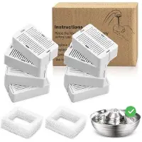 OEM Diealles vervangingsfilters voor kattenfontein, 8 stuks koolstoffilters voor drinkfontein, met 2 stuks schuimfilters. Drinkwell-filters voor kattenfonteinen, gemaakt van roestvrij staal