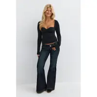 Gina Tricot  - 14+ hip hug ultra flare jeans - flare & bootcut jeans - Blauw - XXS - Dames