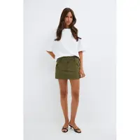 Gina Tricot  - Cargo mini skirt - minirokken - Groen - M - Dames