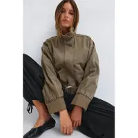 Gina Tricot  - High neck denim jacket - Spijkerjasje - Groen - M - Dames