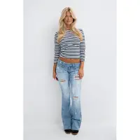Gina Tricot  - 14+ pleated flare jeans - Low waist jeans - Blauw - S - Dames