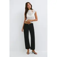 Gina Tricot  - Crush cropped jeans - Straight jeans - Zwart - 40 - Dames