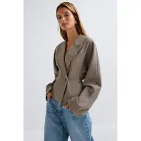 Gina Tricot  - Shaped blazer - Getailleerde blazers - Beige - XL - Dames