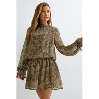 Gina Tricot  - Chiffon dress - Jurken met lange mouwen - Zwart - M - Dames