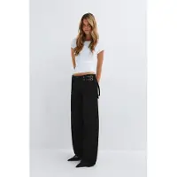 Gina Tricot  - Booty belted jeans - Low waist jeans - Zwart - 32 - Dames