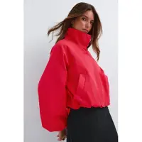 Gina Tricot  - High neck short jacket - Jassen - Rood - M - Dames