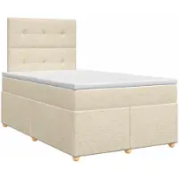 vidaXL Boxspringbed met matras, crème kleur, 120 x 200 cm, gestoffeerd