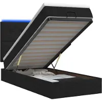 vidaXL Ottomanbed met matras en LED-verlichting, zwart, 90 x 190 cm, stof