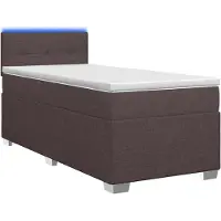 vidaXL Boxspringbed met matras en LED-verlichting, donkerbruin, 90 x 200 cm