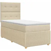 vidaXL Boxspringbed met matras Crèmekleurig 90 x 190 cm Stof