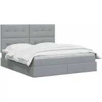vidaXL Opslag bed met matras met opslag Lichtgrijs 140 x 200 cm Stof