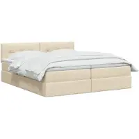 vidaXL Opbergbed met hoofdeinde 2 st Crèmekleurig Kunstleer