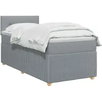 vidaXL Boxspringbed met matras en LED-verlichting, lichtgrijs, 90 x 190 cm, stof