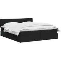 vidaXL LED-bed met opbergruimte en matras, zwart, 180 x 200 cm, met stoffen bekleding