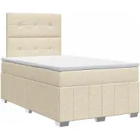 vidaXL Boxspringbed met matras, crème kleur, 120 x 190 cm, gestoffeerd