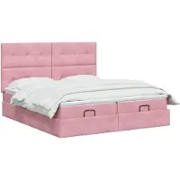 vidaXL Ottoman bed met matras met hoofdeinde 2 st Roze Fluweel