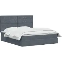 vidaXL LED-bed met opbergruimte en matras, donkergrijs, 160 x 200 cm, fluweel