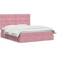 vidaXL LED-bed met matras, roze, 180 x 200 cm, fluweel
