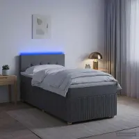 vidaXL Boxspringbed met matras, donkergrijs, 90 x 190 cm, gestoffeerd