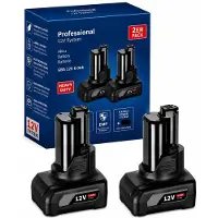 Vareonix 2x Reserveaccu 12V 6,0Ah Li-Ion, compatibel met het Bosch Professional GBA 12V acc systeem – Gereedschapsaccu, dubbele verpakking met LED-indicator