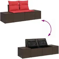 vidaXL Tuinbank Set 9 st 8-Aantal zitplaatsen Bruin en Rood Polyrattan