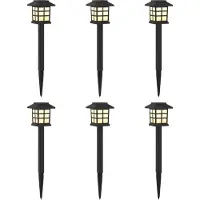 vidaXL Buitenverlichting met zonnepaneel en grondpen, 6 stuks, warm wit licht, 38,5 cm, PP