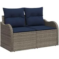 vidaXL Tuinbank Set 4 st 3-Aantal zitplaatsen Grijs en Marineblauw