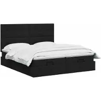 vidaXL Ottomanbed met matras en LED-verlichting, zwart, 200 x 200 cm, stof