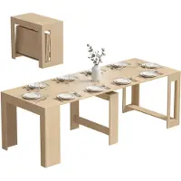 HOMCOM Extendable Dining Table-Spanplatte, Stahl-240L x 90B x 78H cm-Braun