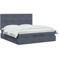 vidaXL Ottomanbed met matras en LED-verlichting, donkergrijs, 160 x 200 cm, fluweel