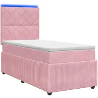 vidaXL LED boxspringbed met matras, roze, 90 x 190 cm, fluweel