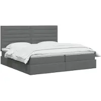 vidaXL Opslag bed met matras met opslag Donkergrijs 200 x 200 cm Stof