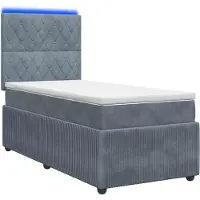 vidaXL LED boxspringbed met matras, donkergrijs, 80 x 200 cm, fluweel