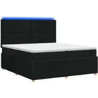 vidaXL LED boxspringbed met matras, zwart, 200 x 200 cm, gestoffeerd