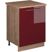 Vicco Keukenonderkast Fame-Line, Bordeauxrode hoogglans/Goudkleurig Eiken, 60 cm 1 deur met werkblad