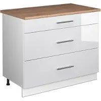 Vicco Keukenonderkast Fame-Line, Wit Hoogglans/Wit, 100 cm, WB Eik