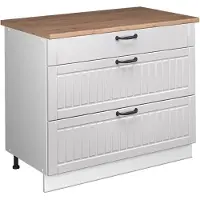 Vicco Keukenonderkast Fame-Line, Wit Landhuis/Wit, 100 cm, WB Eik