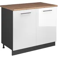 Vicco Wastafelkast Fame-Line, Wit Hoogglans/Antraciet, 100 cm, WB Eik