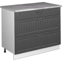 Vicco Keukenonderkast Fame-Line, Donkergrijs/Wit, 100 cm, WB Marmer