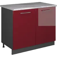 Vicco Wastafelkast Fame-Line, Bordeauxrode hoogglans/Antraciet, 100 cm, WB Marmer