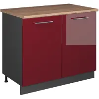 Vicco Wastafelkast Fame-Line, Bordeauxrode hoogglans/Antraciet, 100 cm, WB Eik