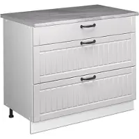 Vicco Keukenonderkast Fame-Line, Wit Landhuis/Wit, 100 cm, WB Marmer