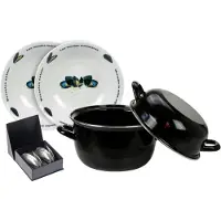 Cookinglife Mosselset - Mosselpan ø 24 cm (Inductie) met Mosselborden & Anovi Mosselbestek - 2 Personen