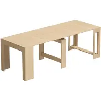 BellaFurn Uittrekbare eettafel voor 10 personen – console | Kleur: Bruin | Afmetingen: 90x240x78 cm