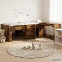 Prolenta Maison Exclusive - Stapelbed met bureau voor kinderen, 2 stuks, gerookt eikenhout