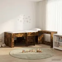 Prolenta Maison Exclusive - Stapelbed met bureau voor kinderen, 2 stuks, gerookt eikenhout